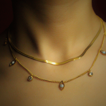 Duo Amulet Gold Çelik Kolye