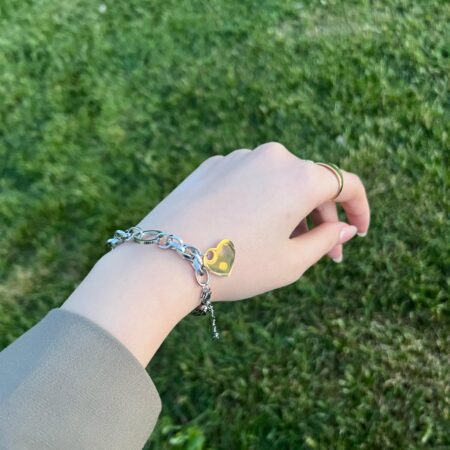Heart Lock Gold-Silver Çelik Bileklik