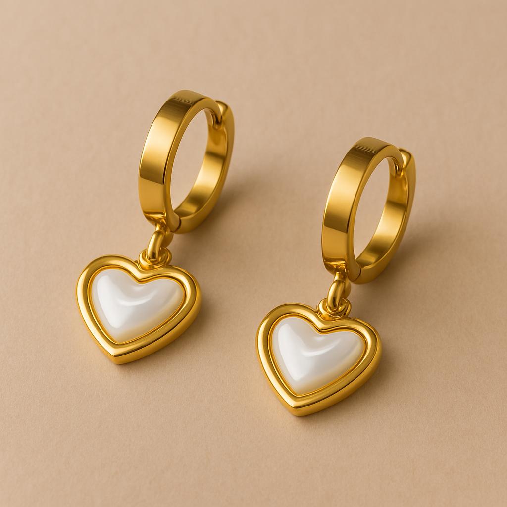 Amour Pearl Gold Çelik Küpe