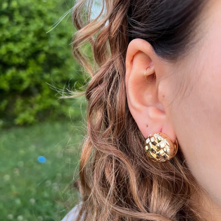 Tressé Gold Kararmaz Çelik Küpe