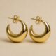 Moon Curve Gold Kararmaz Çelik Küpe