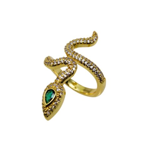 Emerald Fang Altın Rengi Kararmaz Çelik Yüzük