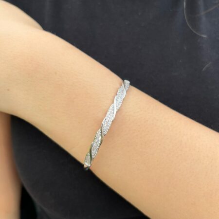 Kıvrım Işıltısı Kararmaz Çelik Taşlı Bileklik