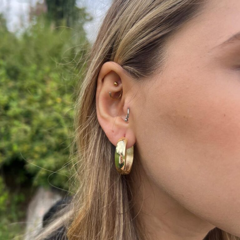 Altın Zarafet Kararmaz Çelik Kalın Halka Küpe