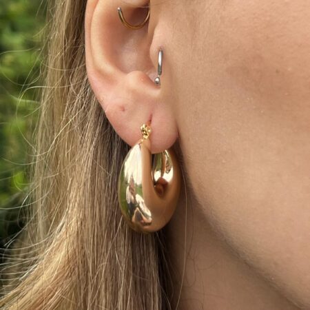 Altın Parlaklık Kararmaz Çelik Halka Küpe