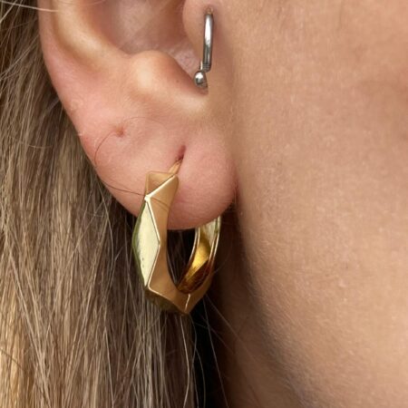 Geometrik Zarafet Altın Rengi Kararmaz Çelik Halka Küpe